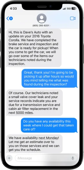 Text conversation on phone