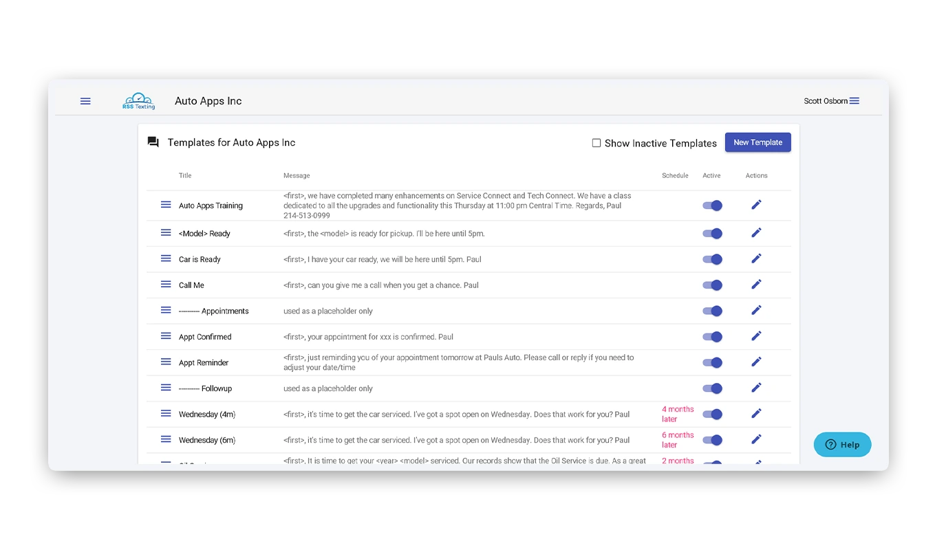 RSS Desktop Texting Templates